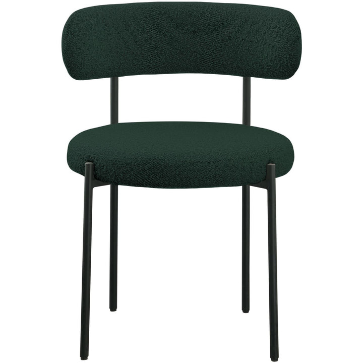 Beacon Boucle Fabric Upholstered Dining Chair — Green / Matte Black