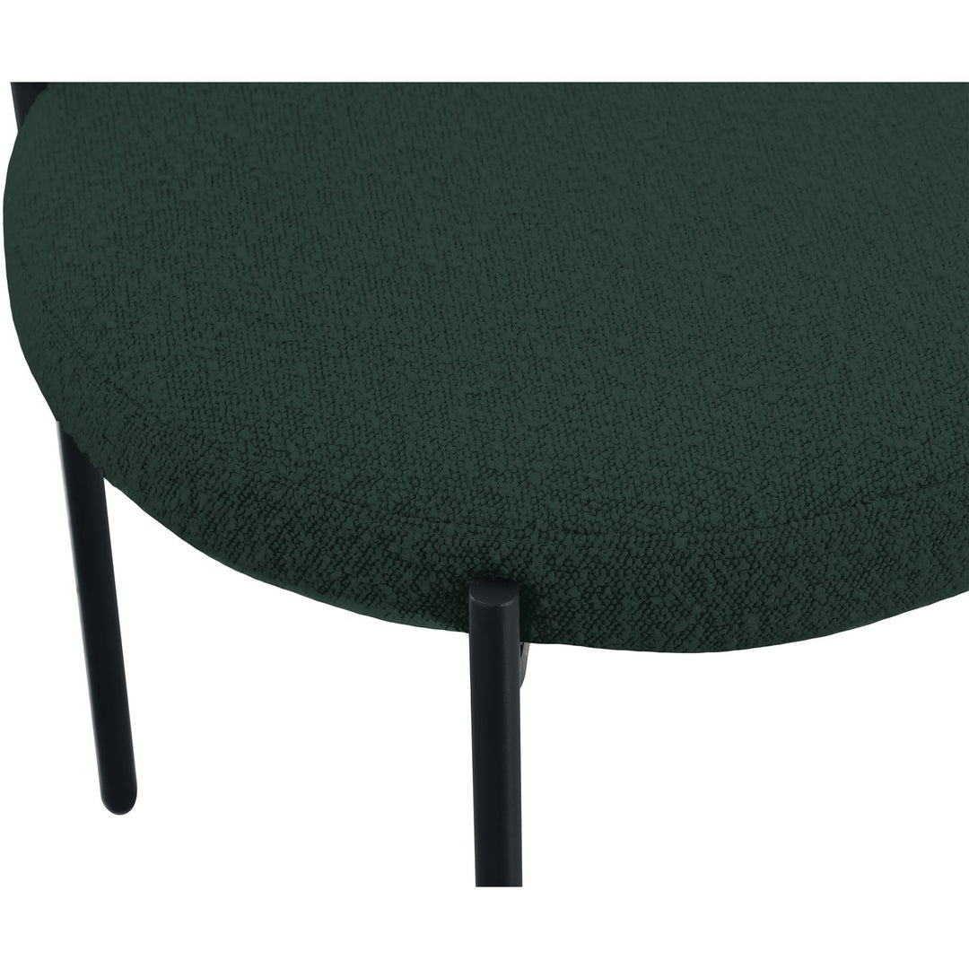 Beacon Boucle Fabric Upholstered Dining Chair — Green / Matte Black