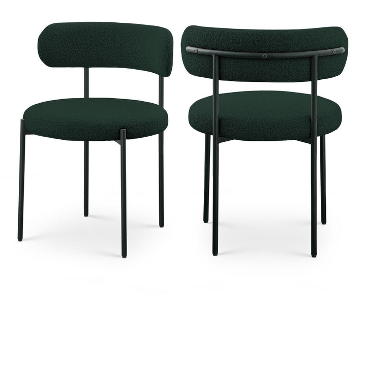 Beacon Green Boucle Fabric Upholstered Dining Chair