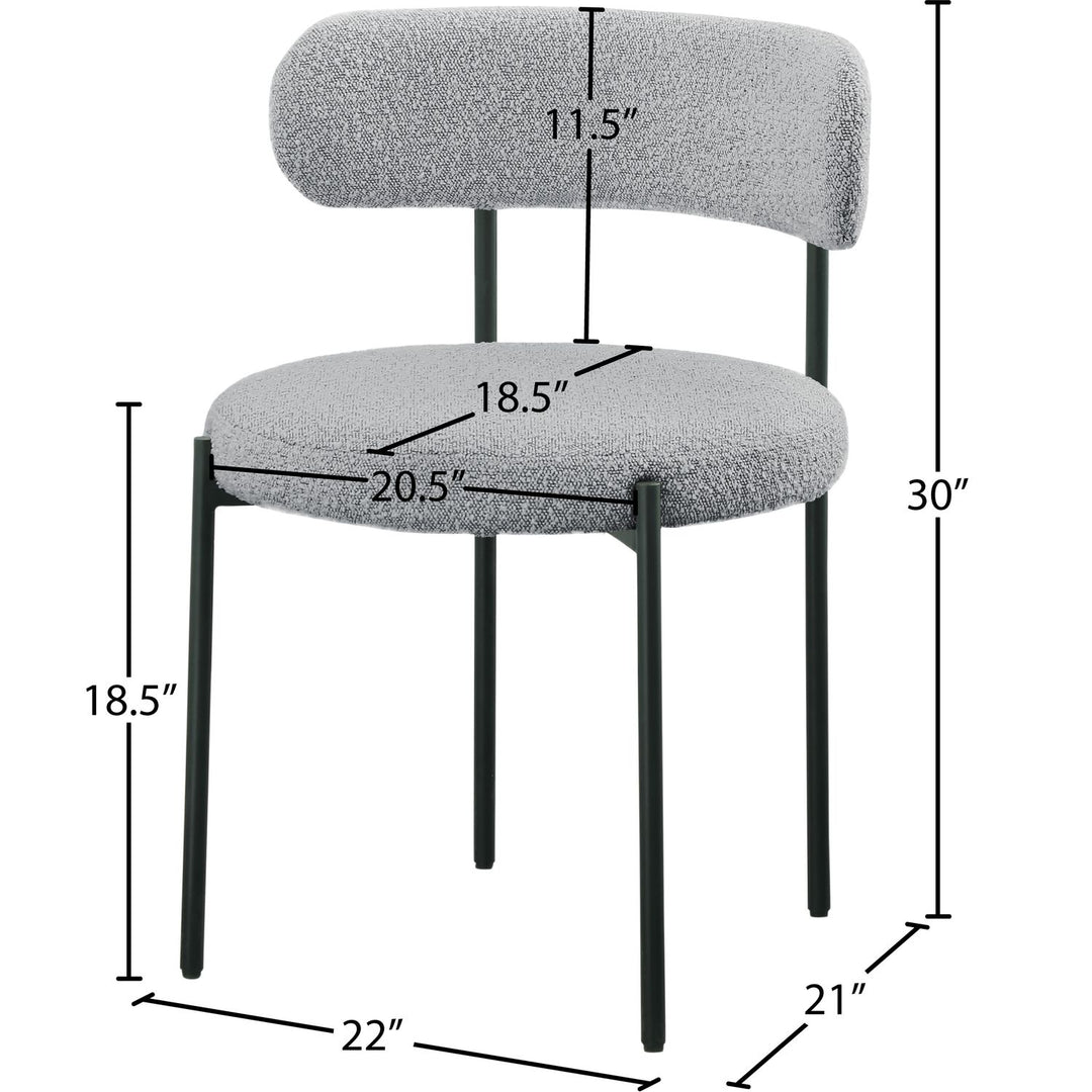 Beacon Boucle Fabric Upholstered Dining Chair — Grey / Matte Black
