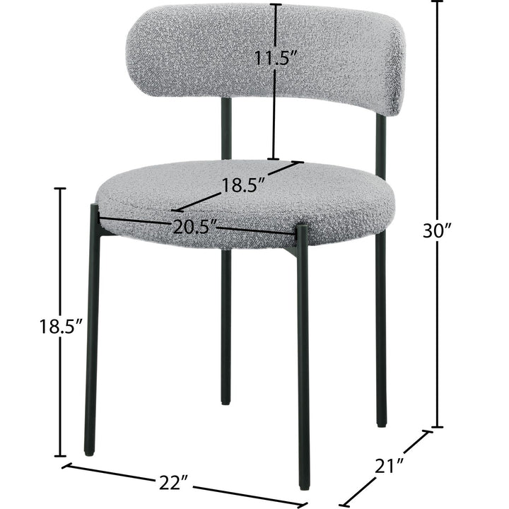 Beacon Boucle Fabric Upholstered Dining Chair — Grey / Matte Black