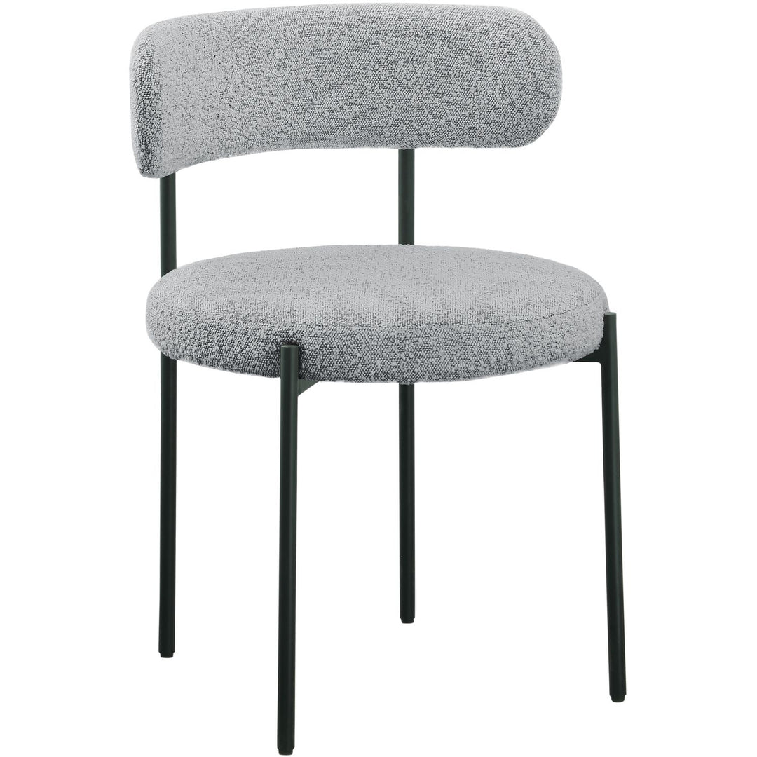 Beacon Boucle Fabric Upholstered Dining Chair — Grey / Matte Black