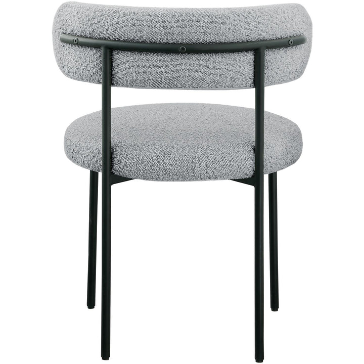 Beacon Boucle Fabric Upholstered Dining Chair — Grey / Matte Black
