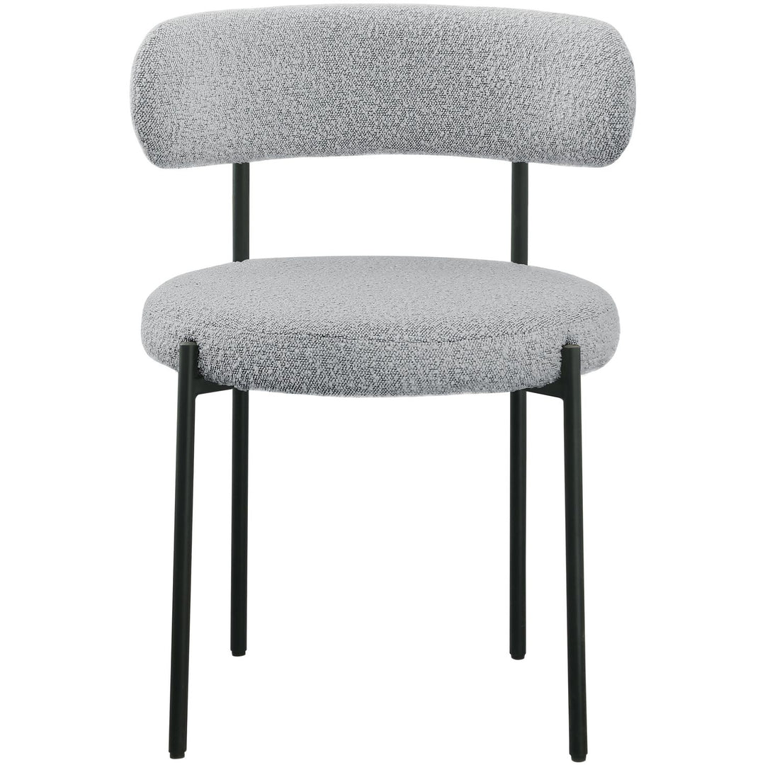 Beacon Boucle Fabric Upholstered Dining Chair — Grey / Matte Black