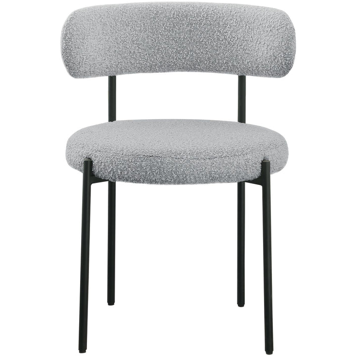 Beacon Boucle Fabric Upholstered Dining Chair — Grey / Matte Black