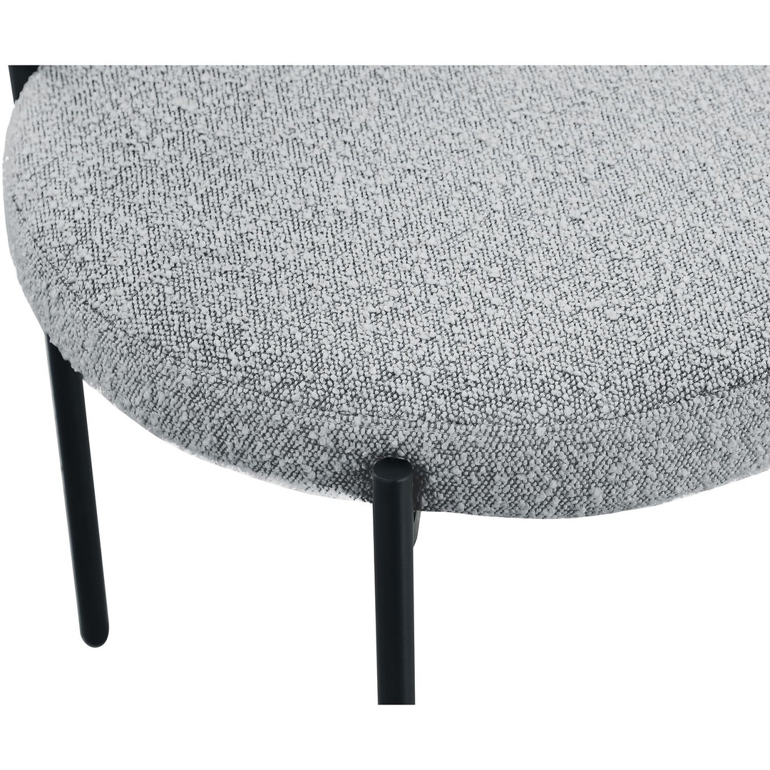 Beacon Boucle Fabric Upholstered Dining Chair — Grey / Matte Black