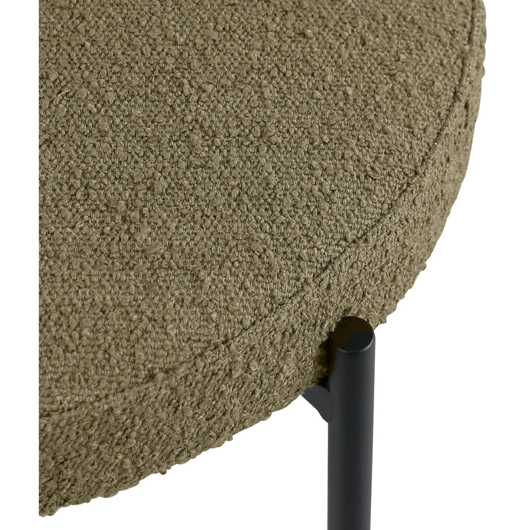 Beacon Boucle Fabric Upholstered Dining Chair — Olive Green / Matte Black