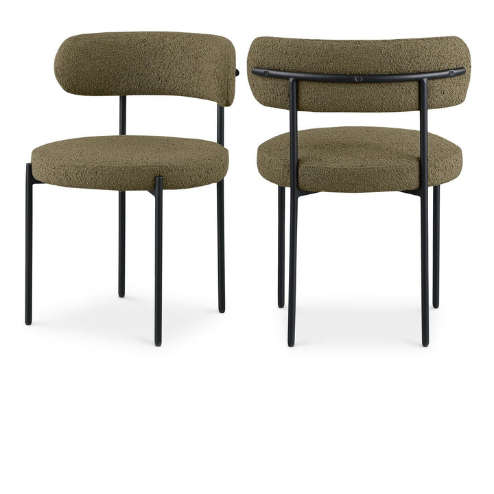 Beacon Olive Green Boucle Fabric Upholstered Dining Chair