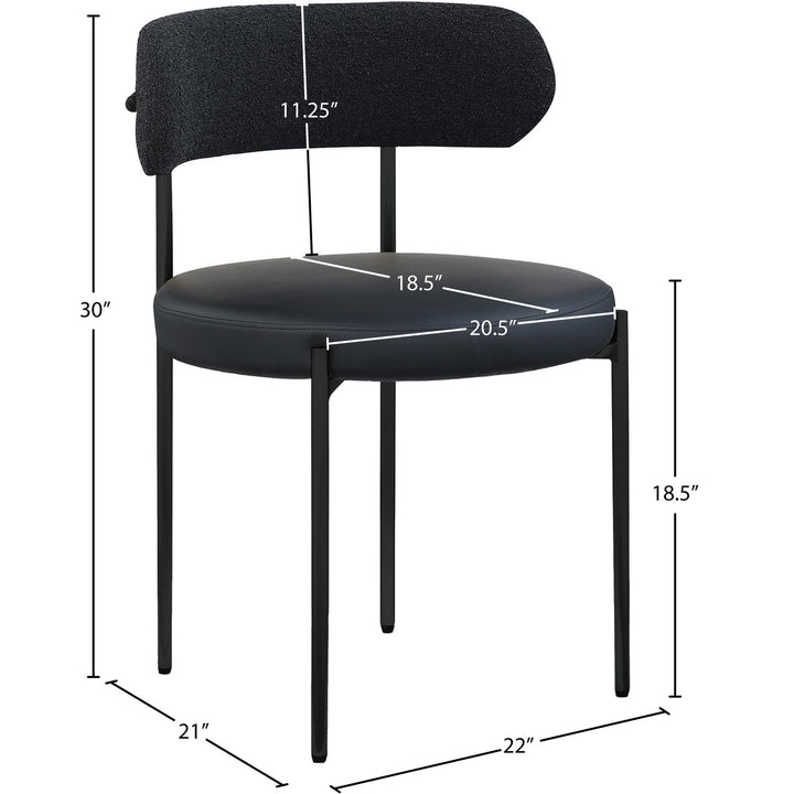 Beacon Vegan Leather And Boucle Fabric Upholstered Dining Chair — Black / Matte Black