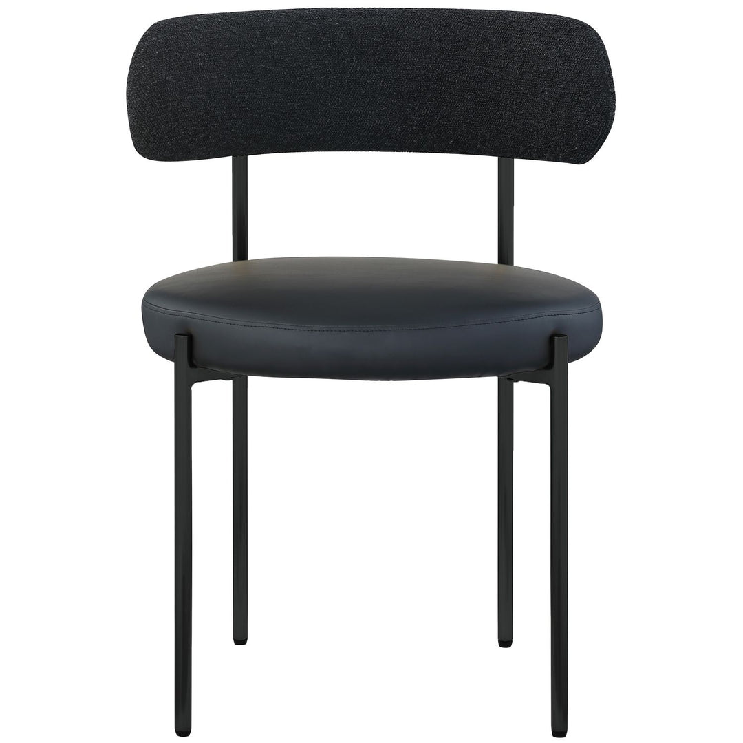 Beacon Vegan Leather And Boucle Fabric Upholstered Dining Chair — Black / Matte Black