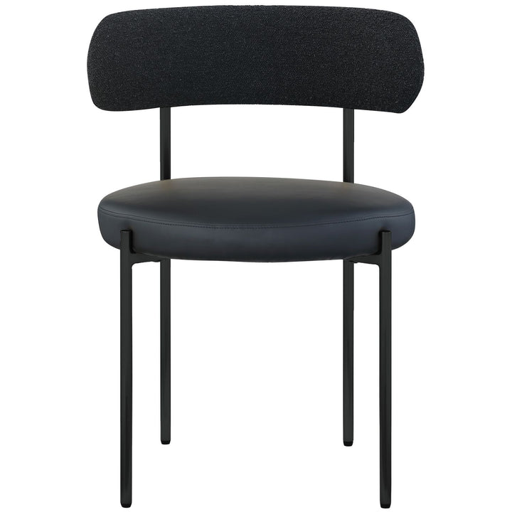 Beacon Vegan Leather And Boucle Fabric Upholstered Dining Chair — Black / Matte Black