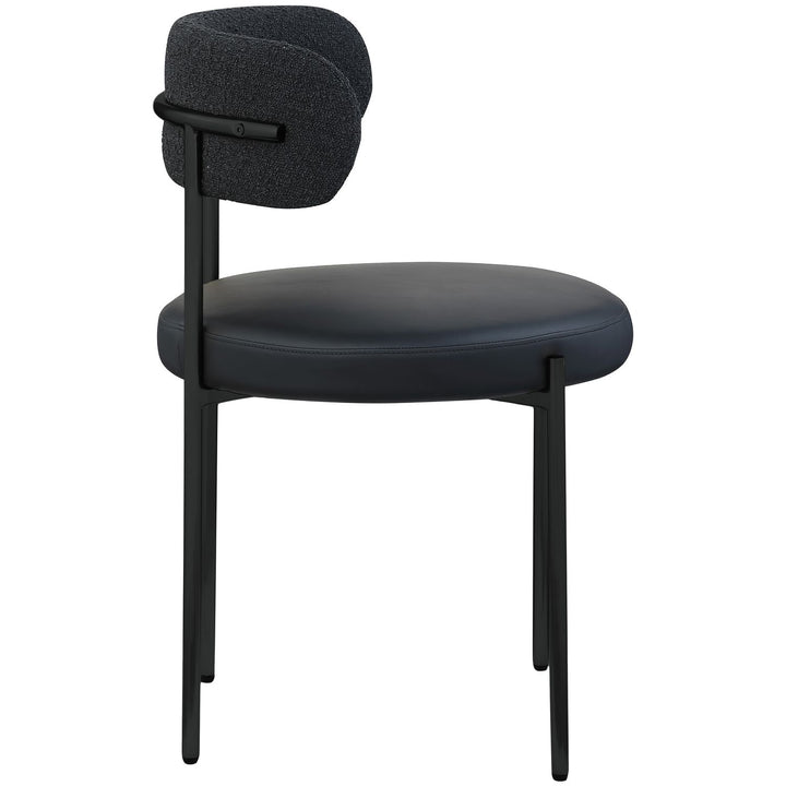 Beacon Vegan Leather And Boucle Fabric Upholstered Dining Chair — Black / Matte Black