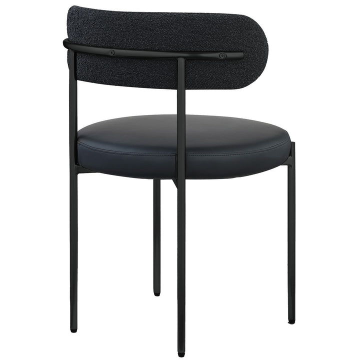Beacon Vegan Leather And Boucle Fabric Upholstered Dining Chair — Black / Matte Black
