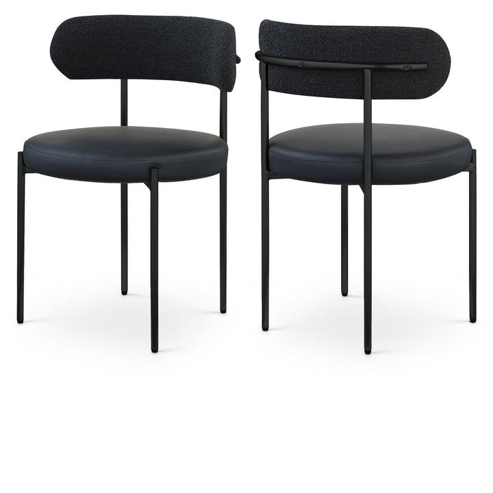 Beacon Black Vegan Leather And Boucle Fabric Upholstered Dining Chair