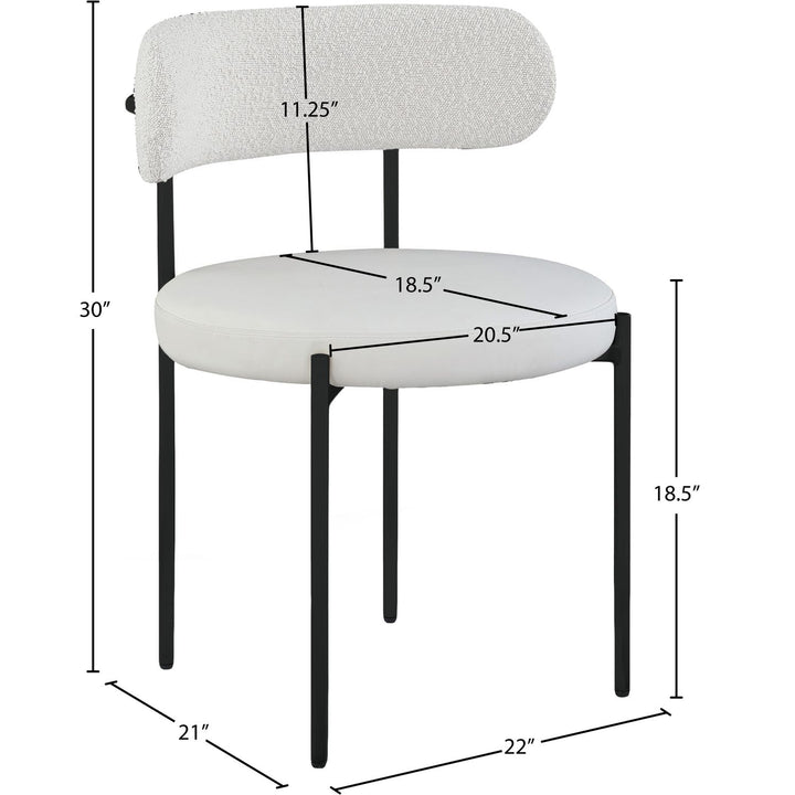 Beacon Vegan Leather And Boucle Fabric Upholstered Dining Chair — Cream / Matte Black