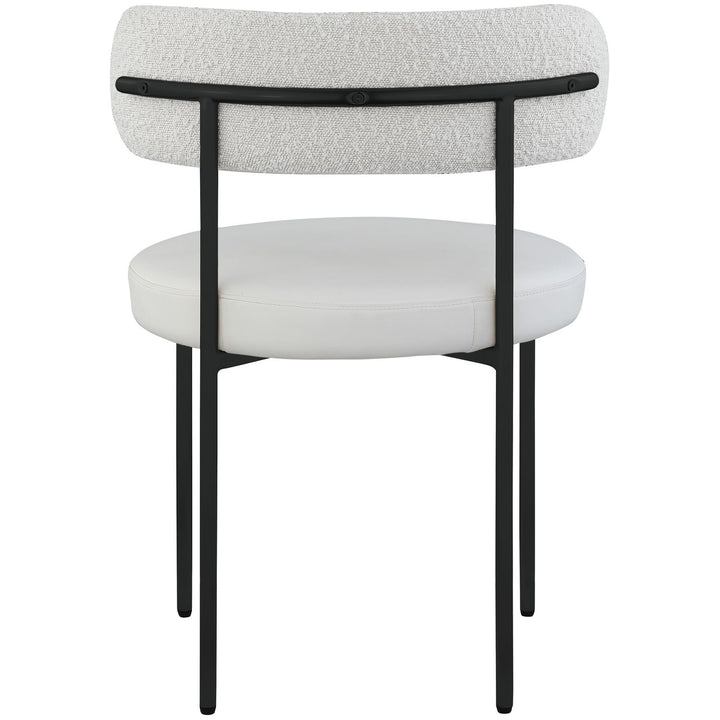 Beacon Vegan Leather And Boucle Fabric Upholstered Dining Chair — Cream / Matte Black