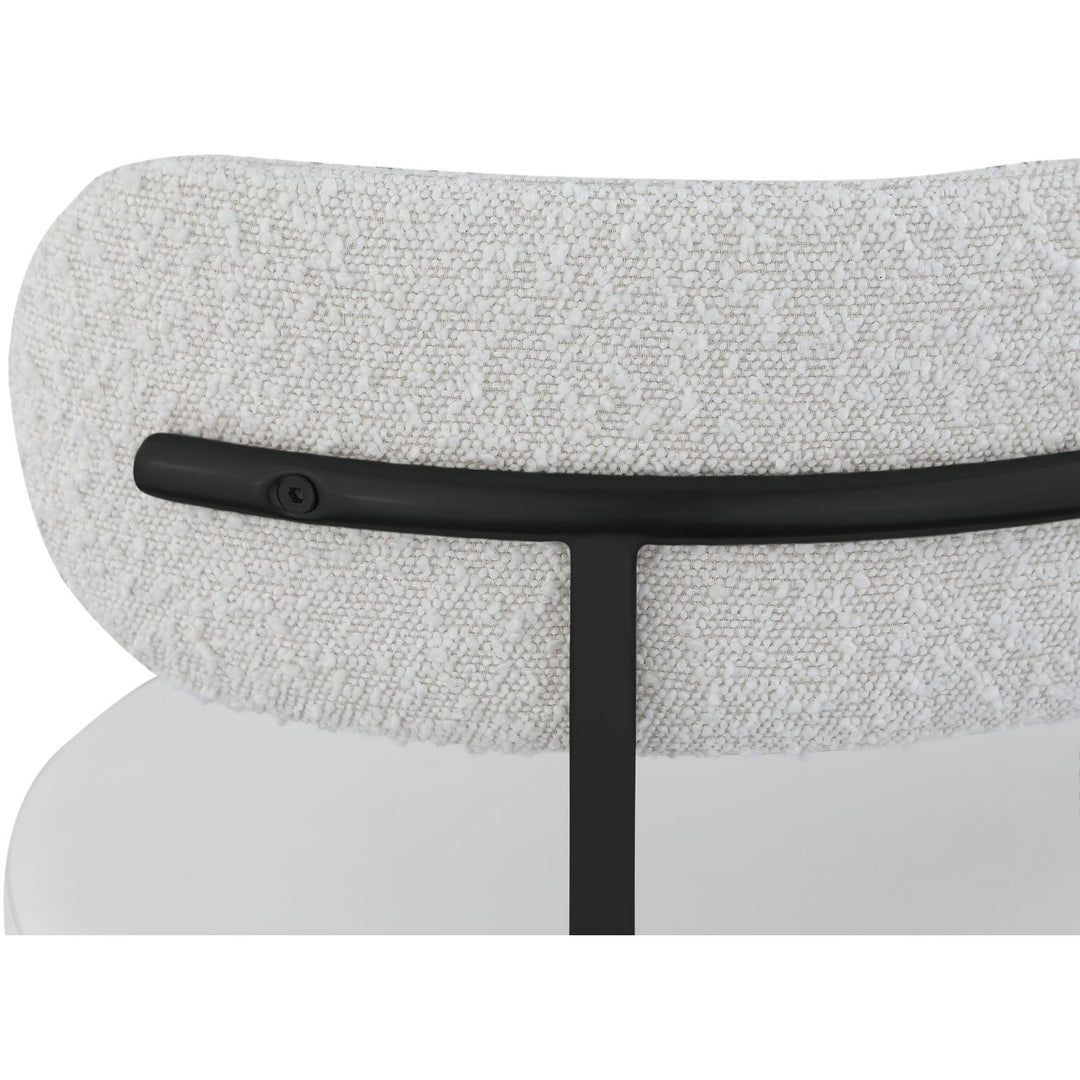 Beacon Vegan Leather And Boucle Fabric Upholstered Dining Chair — Cream / Matte Black