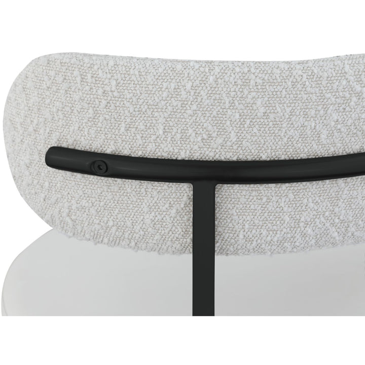 Beacon Vegan Leather And Boucle Fabric Upholstered Dining Chair — Cream / Matte Black