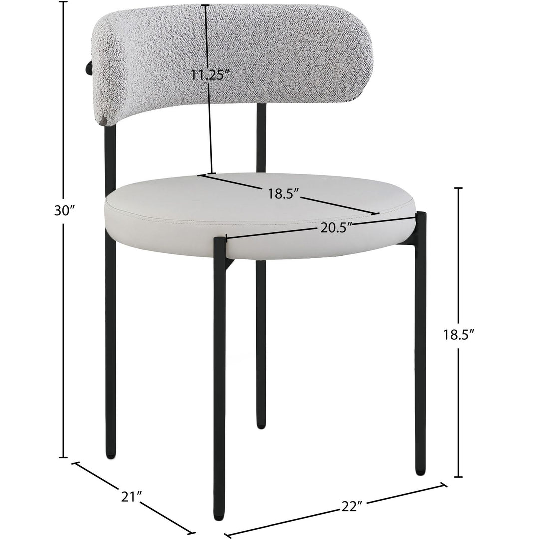 Beacon Vegan Leather And Boucle Fabric Upholstered Dining Chair — Taupe / Matte Black