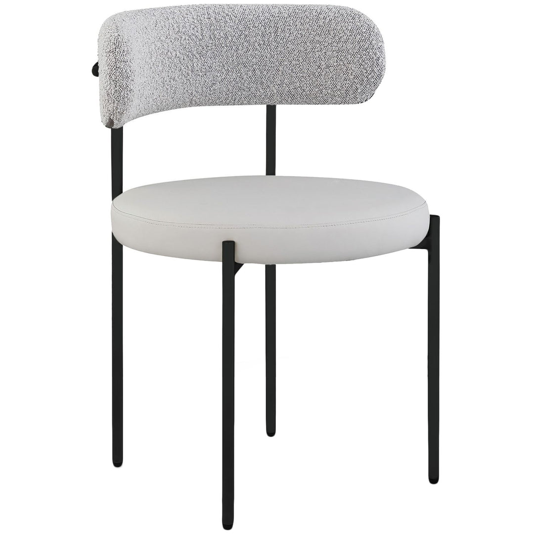 Beacon Vegan Leather And Boucle Fabric Upholstered Dining Chair — Taupe / Matte Black