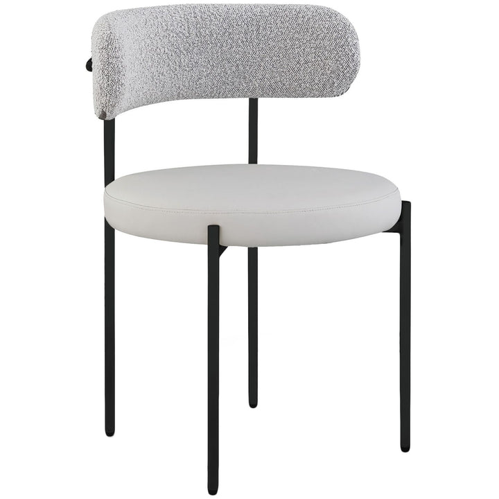 Beacon Vegan Leather And Boucle Fabric Upholstered Dining Chair — Taupe / Matte Black