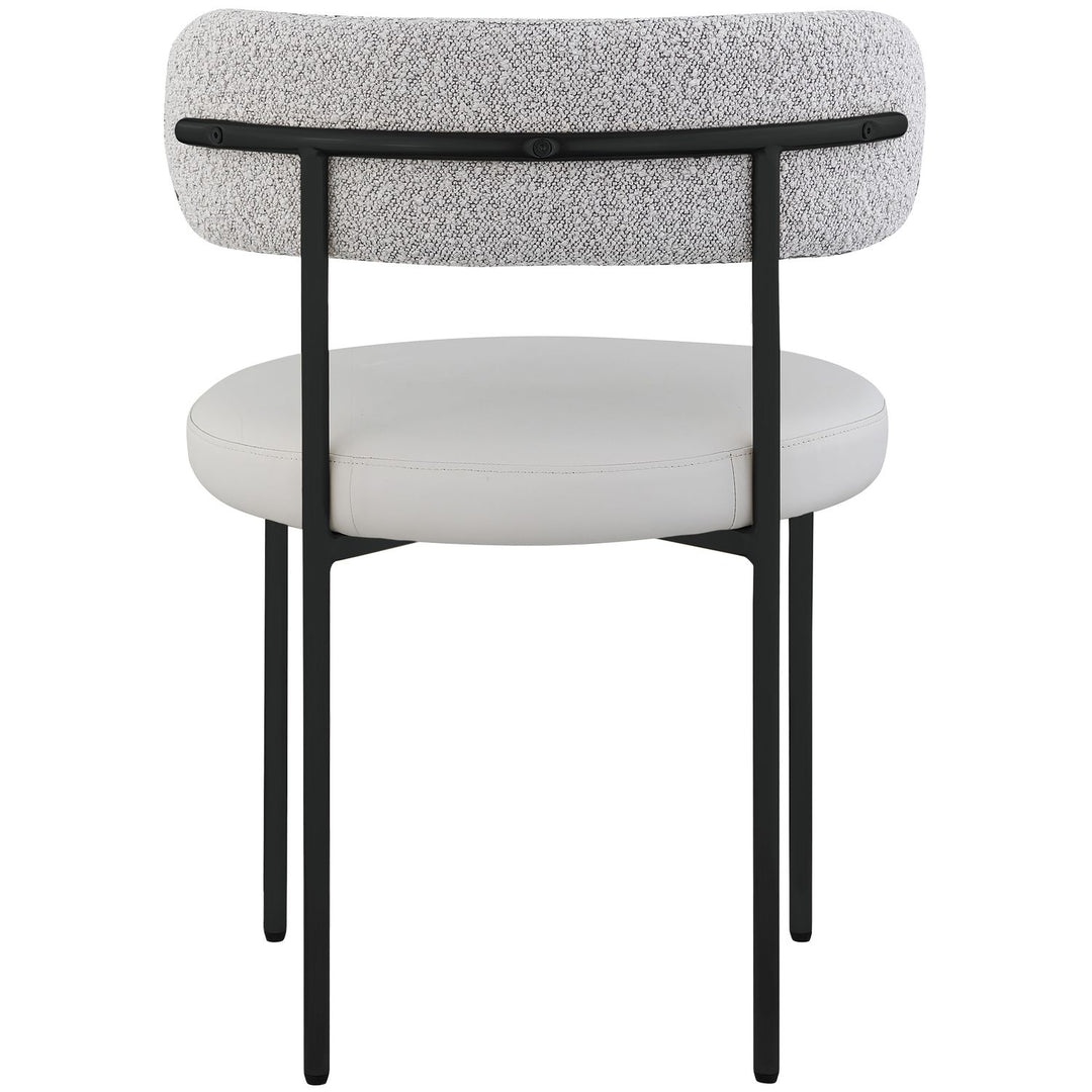 Beacon Vegan Leather And Boucle Fabric Upholstered Dining Chair — Taupe / Matte Black
