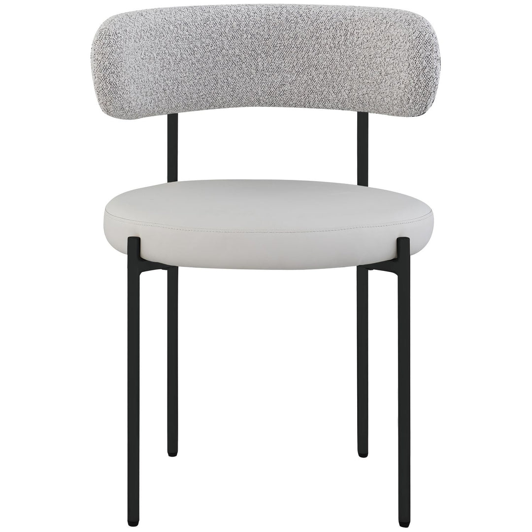 Beacon Vegan Leather And Boucle Fabric Upholstered Dining Chair — Taupe / Matte Black
