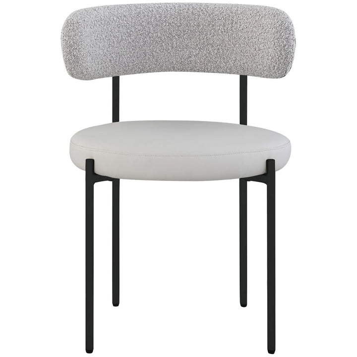 Beacon Vegan Leather And Boucle Fabric Upholstered Dining Chair — Taupe / Matte Black