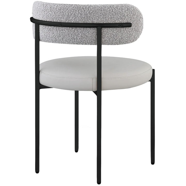 Beacon Vegan Leather And Boucle Fabric Upholstered Dining Chair — Taupe / Matte Black