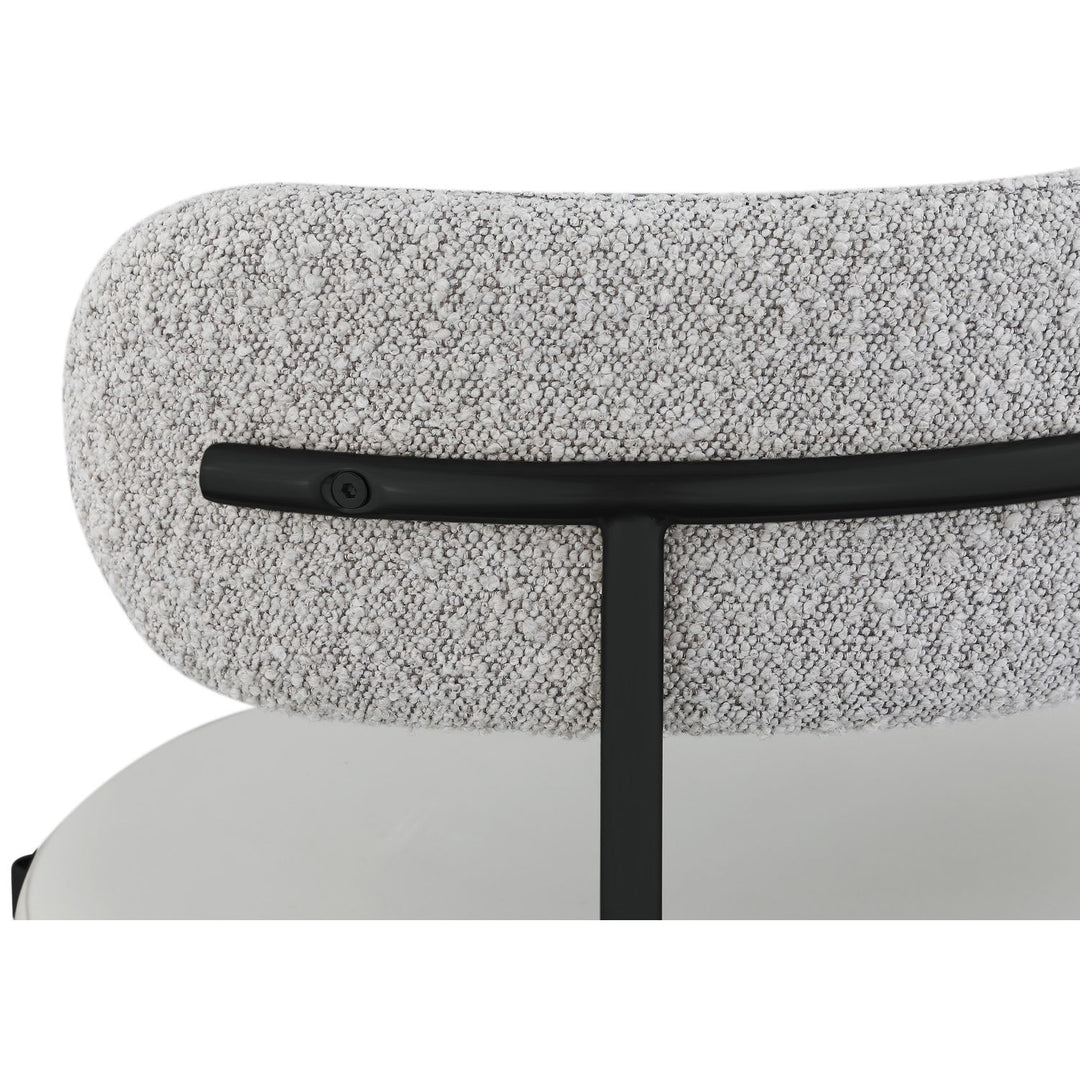 Beacon Vegan Leather And Boucle Fabric Upholstered Dining Chair — Taupe / Matte Black