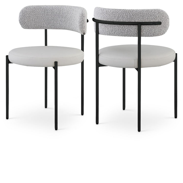 Beacon Taupe Vegan Leather And Boucle Fabric Upholstered Dining Chair