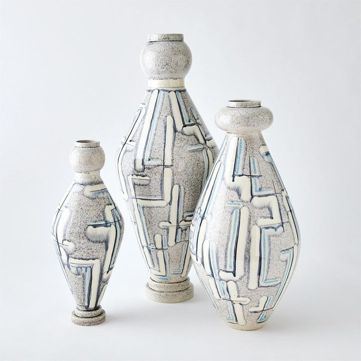 Vases Spindle Vase-Grey/Blue Painted-Med