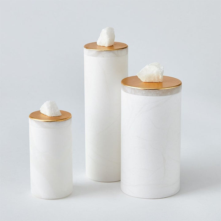 Jars Quarry Jar-White/Gold Leaf-Lg