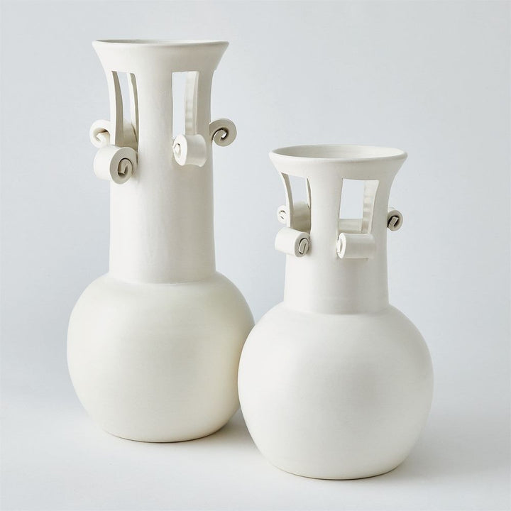 Vases Spiral Handle Vase-Matte White-Lg