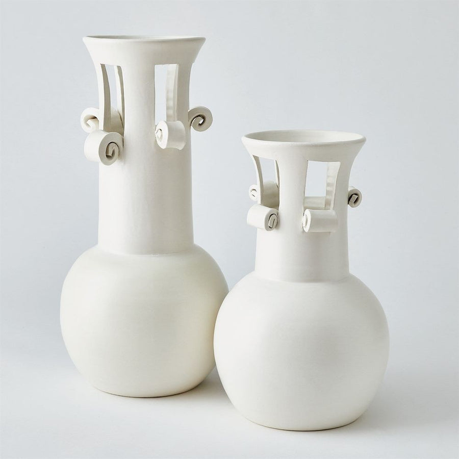 Vases Spiral Handle Vase-Matte White-Lg