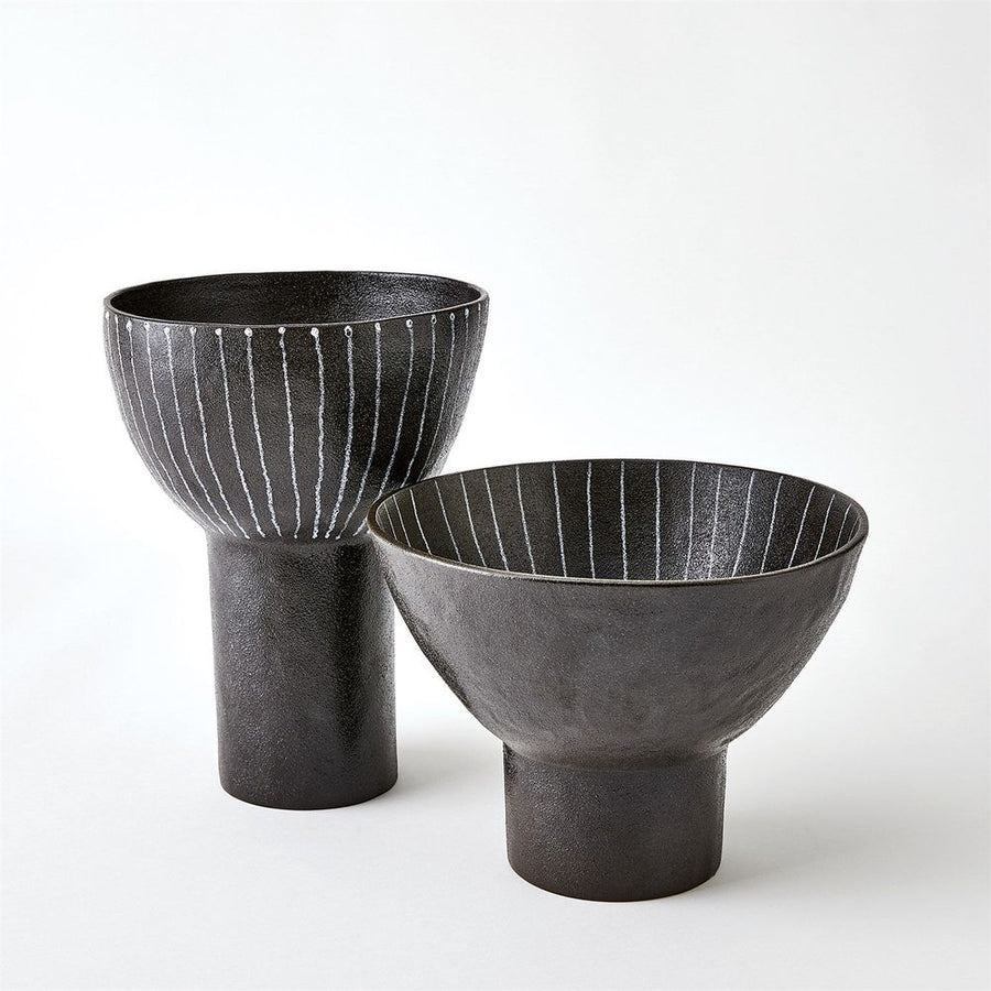 Bowls Cinder Footed Bowl-Striped-Lg