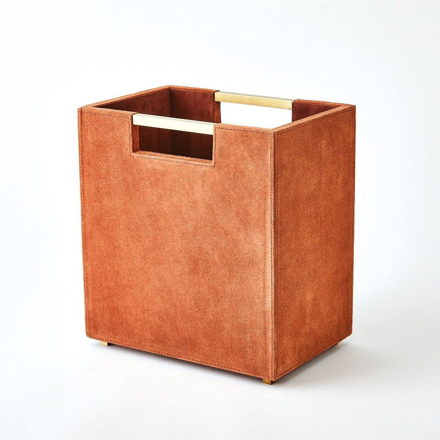 Wastebaskets Posh Wastebasket-Rust Suede