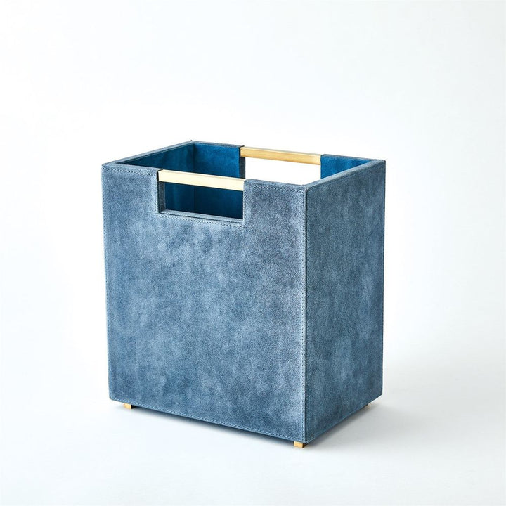 Wastebaskets Posh Wastebasket-Dusty Blue Suede