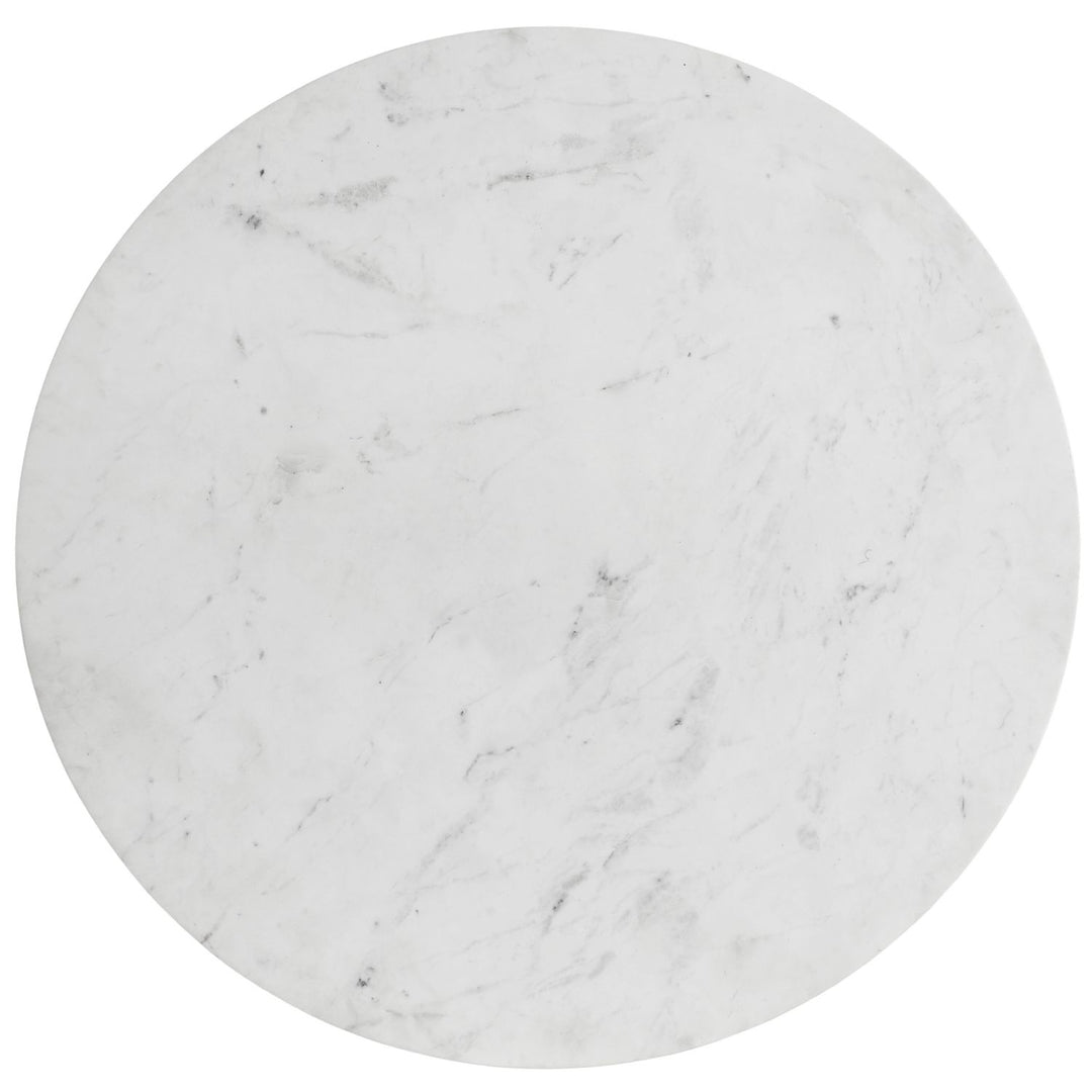 Emery Genuine Marble Top And Steel Base Dining Table — White / Brushed Silver