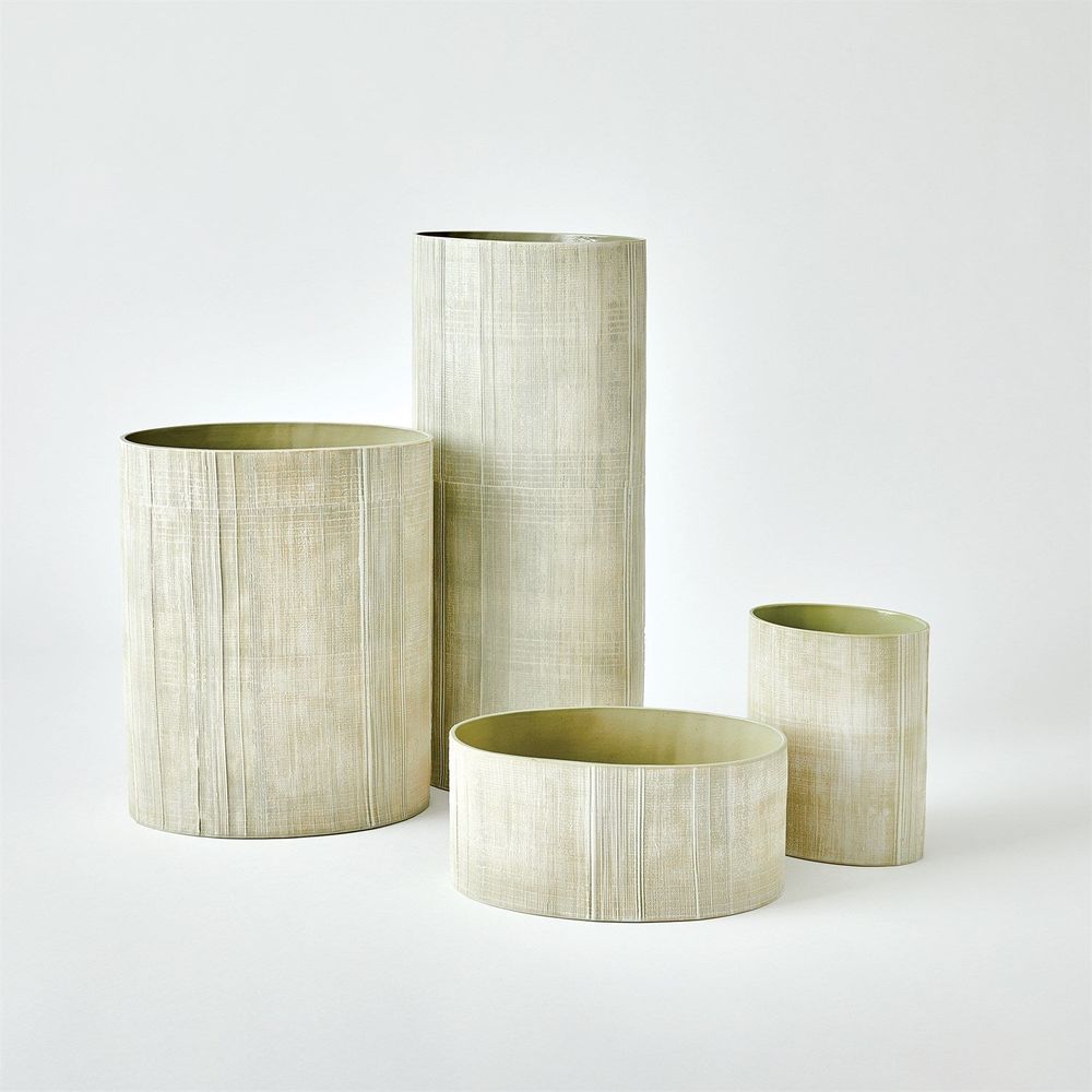 Vases Cross Hatch Vase-Celery-Med