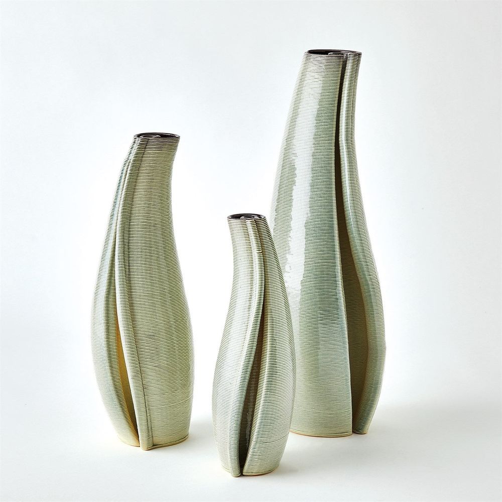 Vases Rift Vase-Washed Green-Sm
