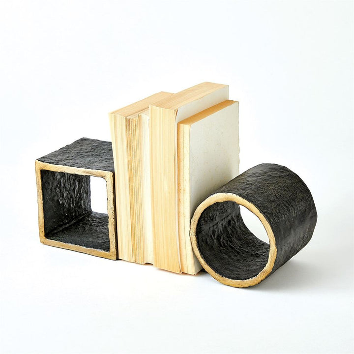 Bookends Geometry Bookends-Iron/Gold-Pair