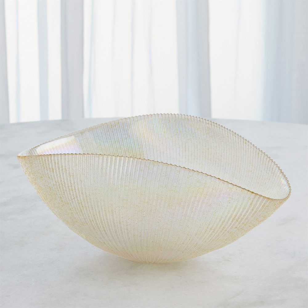 Pleated Bowl-Gold-Lg