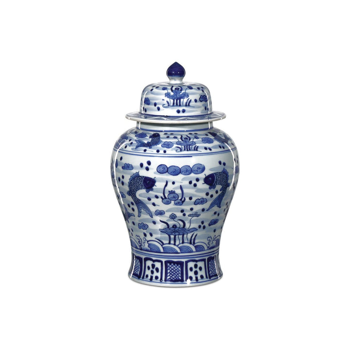 South Sea Blue & White Medium Temple Jar