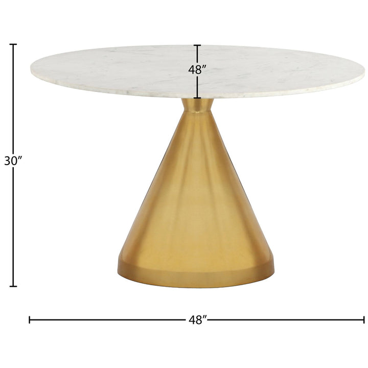 Emery Genuine Marble Top And Steel Base Dining Table — White / Brushed Gold