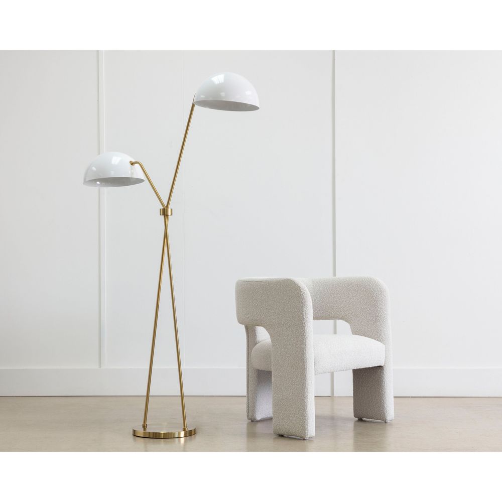 Faven Floor Lamp - Brass - White