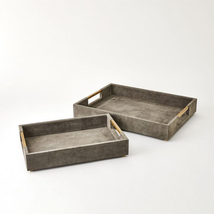 Posh Tray - Grey Suede Small