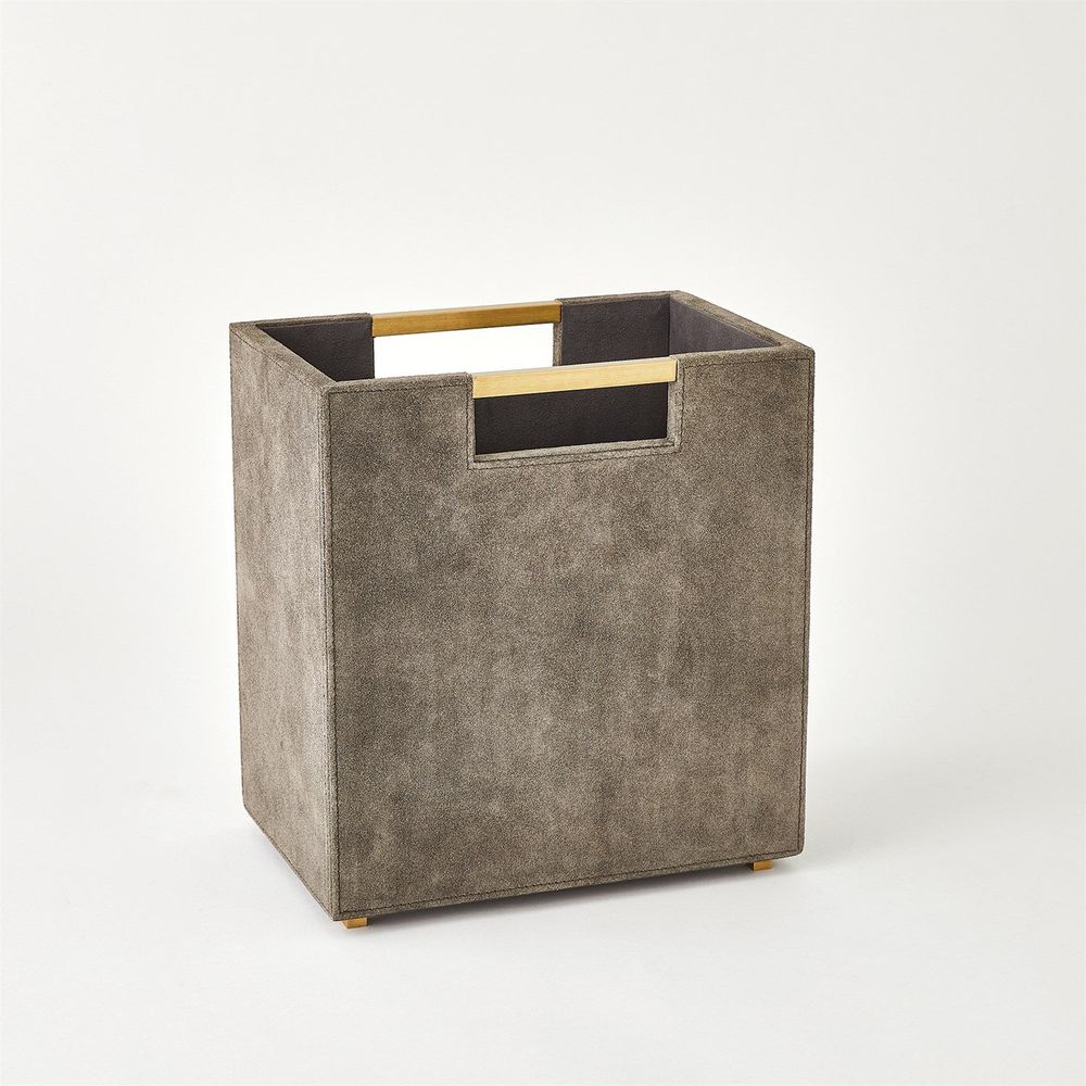 Wastebaskets Posh Wastebasket-Grey Suede