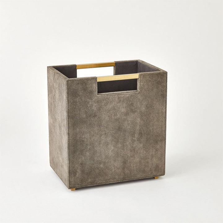 Wastebaskets Posh Wastebasket-Grey Suede