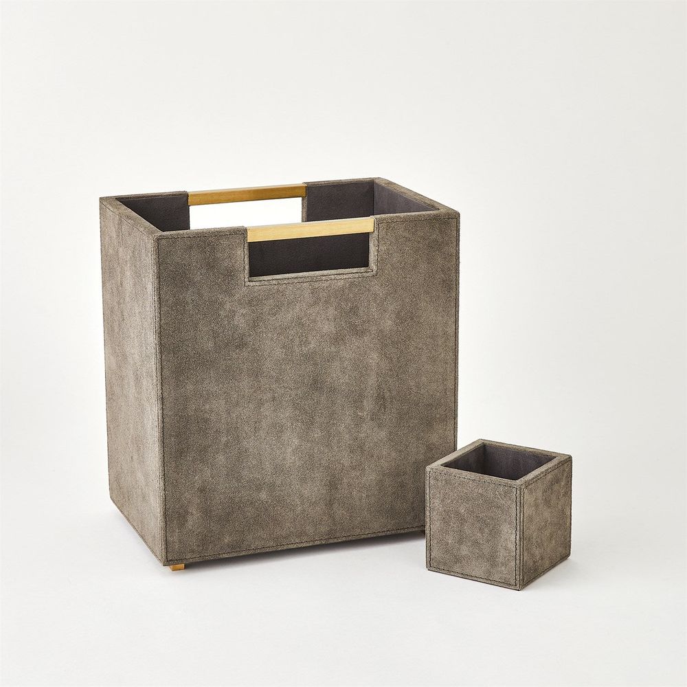 Wastebaskets Posh Wastebasket-Grey Suede